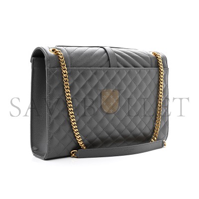 YSL ENVELOPE LARGE IN QUILTED GRAIN DE POUDRE EMBOSSED LEATHER 600166BOW971112 (31*22*7.5cm)
